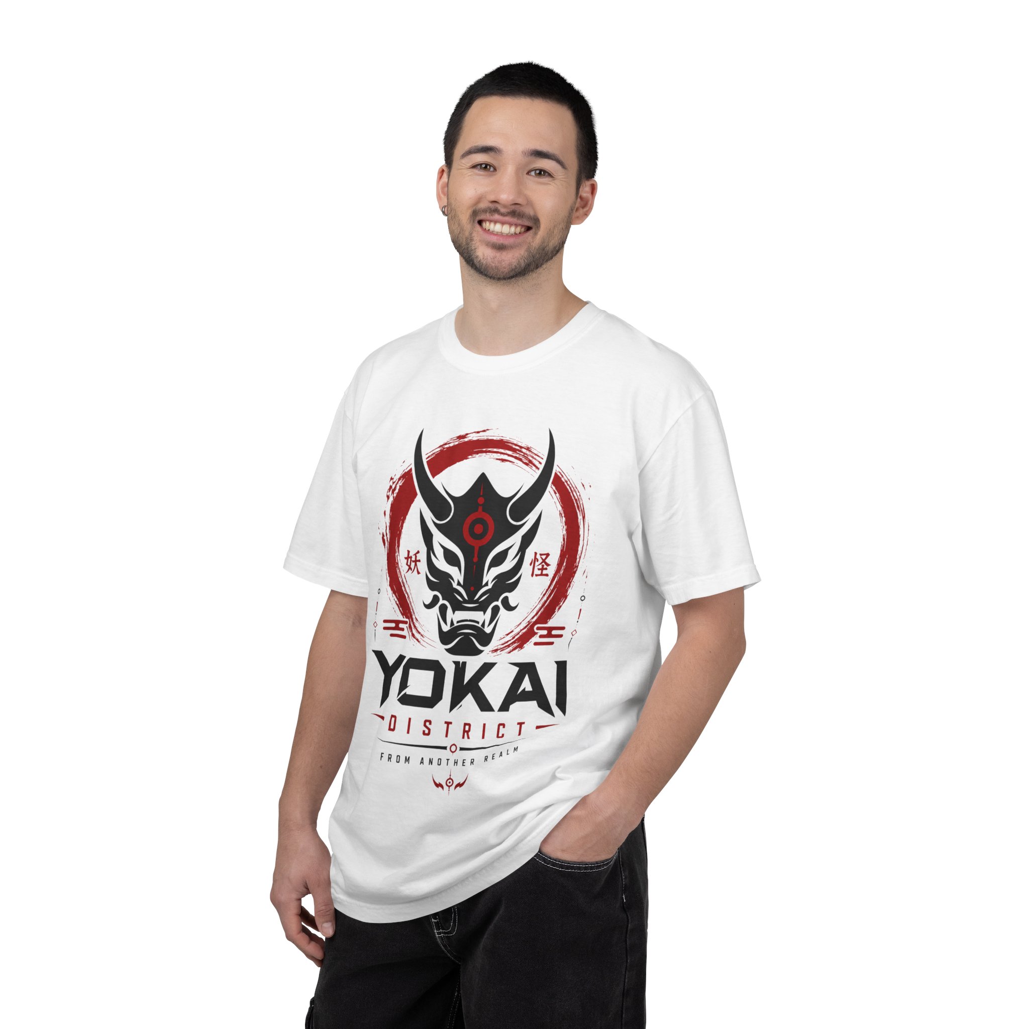 Yokai District anime streetwear shirt angled model view